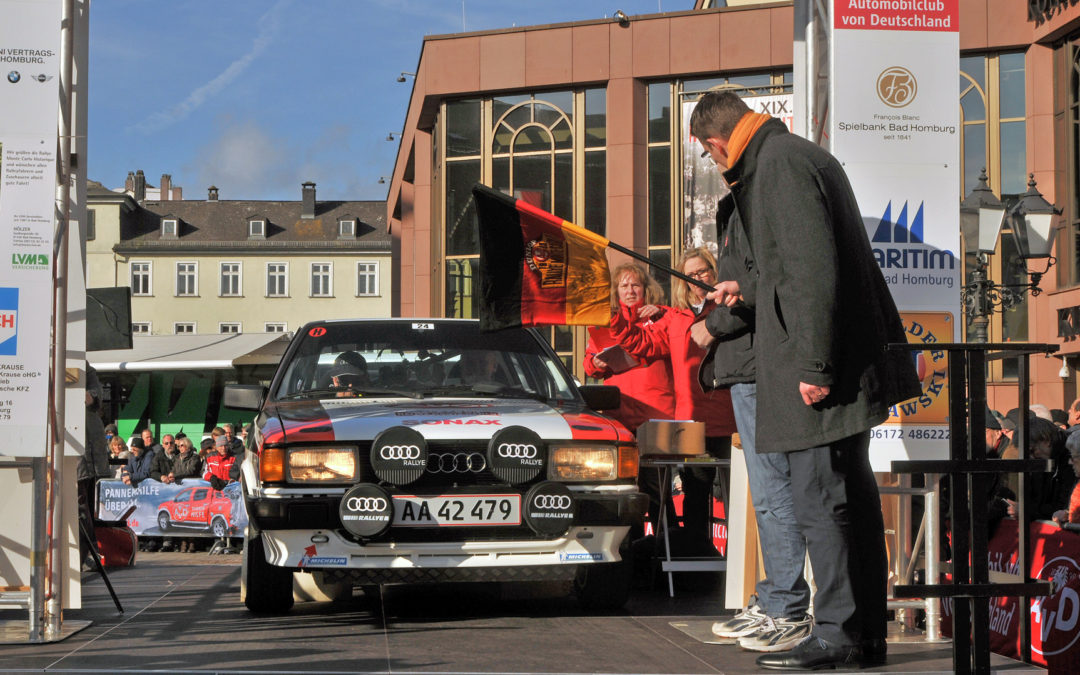 Audi80-Rally varmer op til Rally Monte Carlo Historique 2018 i Polen.